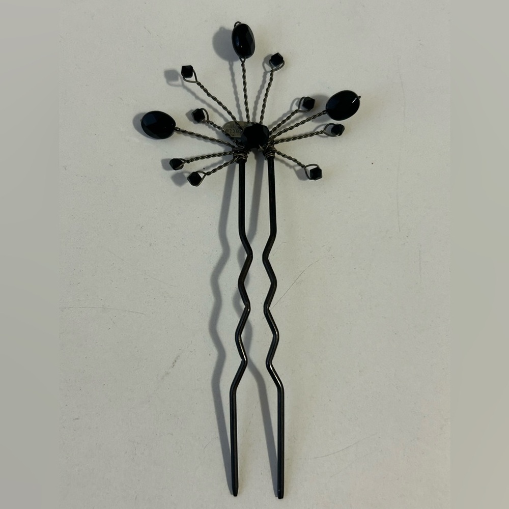 Colette Malouf Black Onyx Starburst Beaded Hair Pin